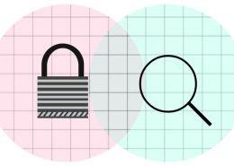 search engine magnifying glass and a lock security overlapping venn diagram