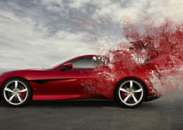 red car disappearing transportation wheels