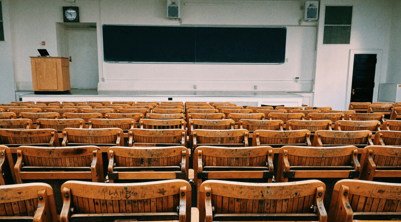 seats in a lecture hall getting an education